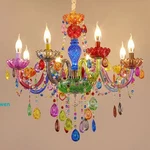Multicolor Crystal Chandelier Glass Pendant Lamp Colorful Lighting 5/6/8 Light. Fixed Price $230.48.