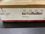 Design House 578849 Dane 4-light Vanity Light, Frosted Glass, Satin Nickel. Fixed Price $160.99.
