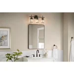 Hampton Bay 21 In. 3-light Black Vanity Light With Clear Crystal Glass (ob). Fixed Price $35.99.
