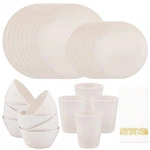 Supernal 32pcs Wheat Straw Dinnerware Sets Cream Color,plates And Bowls Sets,.... Fixed Price $45.58.