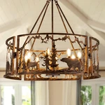 33 Inch Rustic Farmhouse Chandelier 8 Lights Bear Elk Drum Ceiling Light. Fixed Price $379.52.