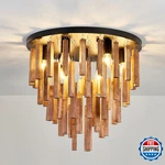 Fivootvi 7-light Flush Mount Wooden Ceiling Light - Rustic Oak And Black. Fixed Price $168.15.