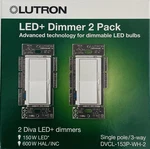 Lutron Diva Led+ Dimmer Switch For Dimmable Led Bulbs (dvcl-153p-wh-2) (2-pack). Fixed Price $34.95.