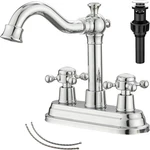 Ggstudy Polished Chrome Bathroom Faucet 2 Handles 4 Inches. Fixed Price $69.60.