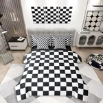Erosebridal Twin Comforter Set, 7 Piece Black/white Buffalo Plaid Bedding. Fixed Price $74.52.