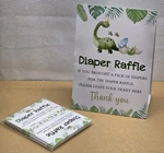 Diaper Raffle Tickets Sign Dinosaur Jungle Themed Baby Shower Game. Fixed Price $6.39.