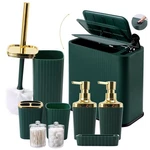 Xlhomo 9-piece Dark Green Bathroom Accessories Set - Slim Pop-up Trash Can Wi.... Fixed Price $64.61.