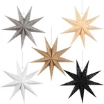Sunbeauty 9-pointed 12" Hollow Paper Star Lanterns Brown White Gray Christmas. Fixed Price $23.98.