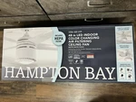 Hampton Bay Air Filtering 48in Led Indoor White Ceiling Fan W Light Kit & Remote. Fixed Price $100.00.