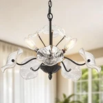 Luvkczc Black Chandelier,vintage Flower Glass Pendant Light Fixture,mid Century. Fixed Price $69.51.