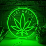 Just Relax Neon Sign Dimmable Green Leaf Led Wall Decor Art. Fixed Price $59.06.
