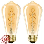 Owilukie 2 Pack St64 Edison Bulbs, Dimmable Amber Warm Led Vintage Light. Fixed Price $27.99.