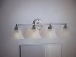 Hampton Bay Ashhurst 32.75 In. 4-light Brushed Nickel Bathroom Vanity Light. Fixed Price $54.10.