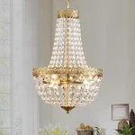 Kaerdi Mini French Empire Crystal Chandelier 4 Lights Pendant Brushed Brass. Fixed Price $163.60.