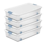 Sterilite 56 Quart Latching Stackable Wheeled Storage Container W/ Lid, (4 Pack). Fixed Price $76.59.