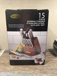 New Mccook 15-piece Kitchen Knife Set With Wooden Block German Stainless Steel. Fixed Price $59.89.