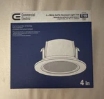 Commercial Electric 4 In White Baffle Recessed Light Trim Ul Kbr201lwh. Fixed Price $12.99.