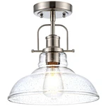 Zlepmlla Modern Farmhouse Flush Mount Ceiling Light, Brushed Nickel, Clear Glass. Fixed Price $85.04.
