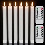Wondise Flameless Taper Candles With Remote Timer, Real Set Of 6, White-1. Fixed Price $29.43.
