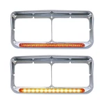 Leavan 2x Chrome Headlight Bezels 12 Amber Led Light With Visor 4x6 Str.... Fixed Price $90.95.