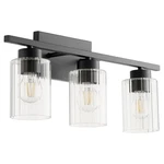 Ladin 3-light Bathroom Vanity Light In Textured Black W With Clear Fluted Glass. Fixed Price $230.00.