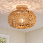 Zswanbei Boho Rattan Ceiling Light - Flush Mount Mini Chandelier Woven L. Fixed Price $65.67.