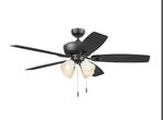 New Harbor Breeze Notus 52" 5 Blade Matte Black Ceiling Fan W/light & Pull Chain. Fixed Price $89.00.