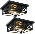 Elekeed 2-light Flush Mount Ceiling Light Fixture, Square Farmhouse Ligh. Fixed Price $48.39.