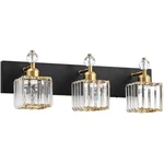 Presde 3-light Crystal Bathroom Vanity Lights Black And Gold. Fixed Price $129.53.