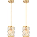 Mexo Modern Crystal Pendant Light Fixture 2-pack Gold Finish Hanging Lighting. Fixed Price $142.74.