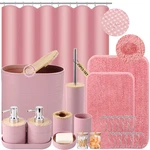 Xlhomo Bathroom Set - Pink Set+shower Curtain+bath Rugs,. Fixed Price $78.38.