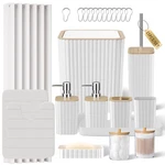 Xlhomo Bathroom Set - 25pc White Bath Set+shower Curtain+rugs,. Fixed Price $83.23.