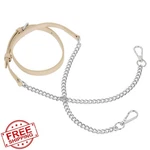 Uxcell Leather Purse Strap Light Apricot Silver Chain 49". Fixed Price $27.99.