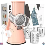Hand Crank Cheese Grater With Suction Base, 3 Blades For Cheese, Veggies, Nuts. Fixed Price $65.24.