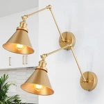 Laluz Gold Wall Sconces Lighting 2 Pack, Modern Swing Arm Plug-in Or Hardwired. Fixed Price $114.38.