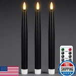 Genswin Black Flameless Taper Candles 3-pk Remote Led Wax Wick 0.78x9.65in. Fixed Price $20.26.