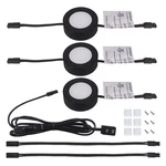 Lumiland Wired Led Puck Lights Kit 2.68" Wide 3000k, 120v Round-3 Pack, Black. Fixed Price $47.98.