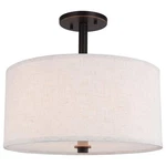 Woodbridge Lighting Drum 3-light Fabric Led Semi-flush Mount In Bronze/white. Fixed Price $111.75.