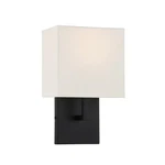 George Kovacs P470-66a Coal Black Modern Wall Sconce Off White Linen Shade 11 In. Fixed Price $89.95.