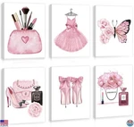 Woman Makeup Wall Art Set Of 6 Framed 12x16 Inch Pink Decor For Beauty Room. Fixed Price $62.71.
