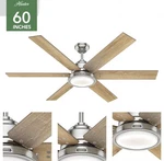 Hunter 60" Brushed Nickel 6 Blade Led Light Wall Control Ceiling Fan. Fixed Price $314.10.