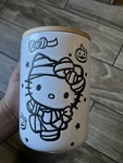 New Hello Kitty Halloween Mummy Ceramic Cookie Jar With Airtight Bamboo Lid. Fixed Price $19.99.