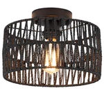 Hchunqjor Coastal Black Woven Flush Mount Light Rustic Industrial Hemp Rope. Fixed Price $54.57.