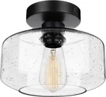 Sunrider Industrial Semi-flush Mount Ceiling Light Fixture Modern Seeded Glass. Fixed Price $24.99.
