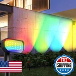 Ensenior Solar Spotlights Outdoor Rgb, 7+1 Color Changing Mode Landscape. Fixed Price $65.11.