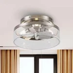 Parrot Uncle 12.6 Satin Nickel Flush Mount Ceiling Fan Remote Control, Dc Motor. Fixed Price $74.99.
