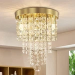 Tislyco Mini Gold Crystal Chandelier, 3 Light Modern Flush Mount Ceiling Ligh.... Fixed Price $49.32.