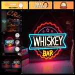 Whiskey Bar Neon Wall Sign - Usb-powered Decor For Home Bars, Pubs & Restaurants. Fixed Price $57.99.
