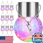 12-pack Outdoor Hanging Solar Lights - Cracked Glass Led Globe, Waterproof, Mult. Fixed Price $58.44.