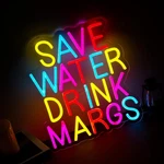 Qbanziou Save Water Drink Margs Neon Signs For Wall Decor Led Light. Fixed Price $45.04.